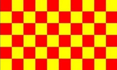 bandera a cuadros roja y amarilla